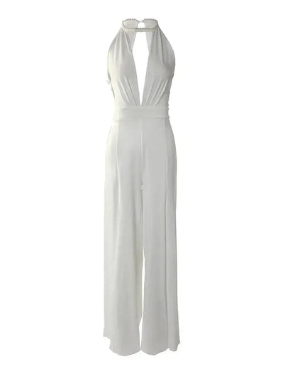 Seraphim - Deep V Elegant Split Leg  Jumpsuit