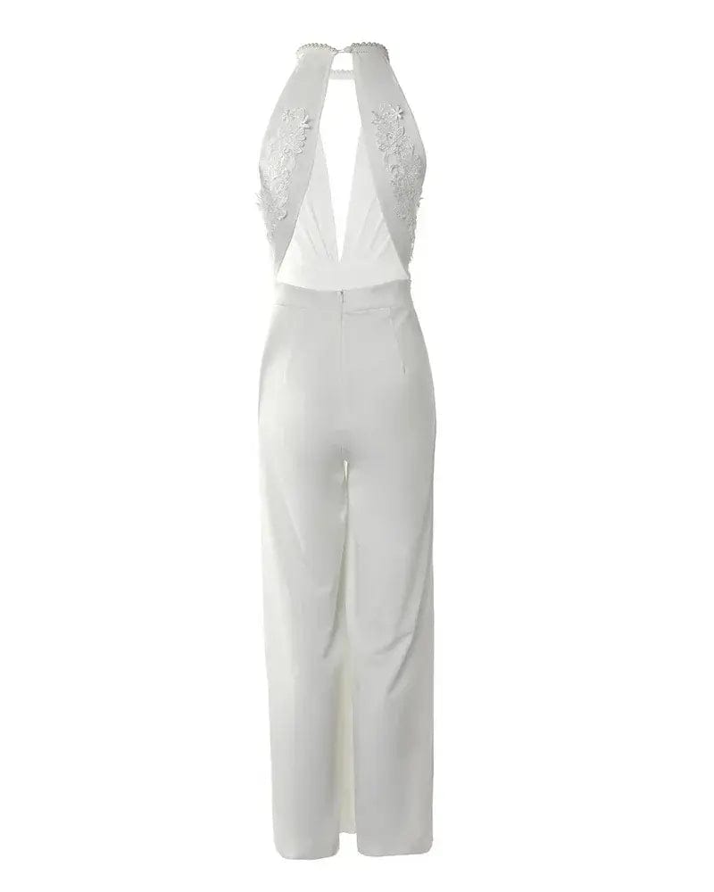 Seraphim - Deep V Elegant Split Leg  Jumpsuit