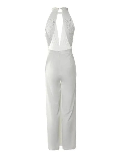 Seraphim - Deep V Elegant Split Leg  Jumpsuit