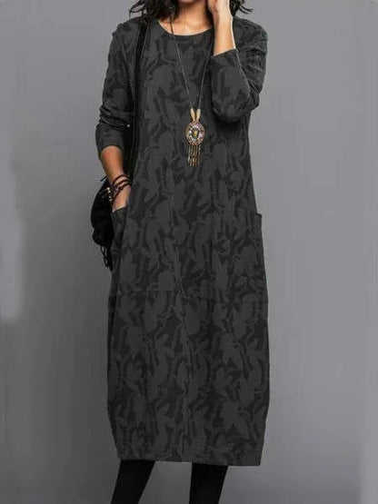 Dress Cotton Long Sleeve Midi Casual Relaxed Fit Spring