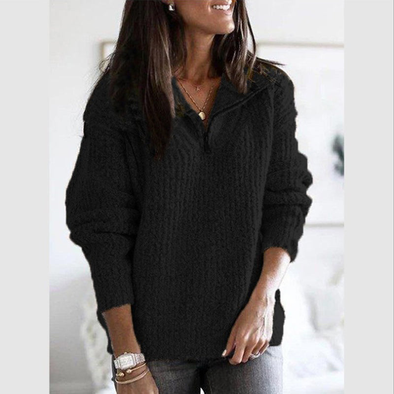 Caroline | Women Zip-Up Ribbed sweater z Cozy Feel