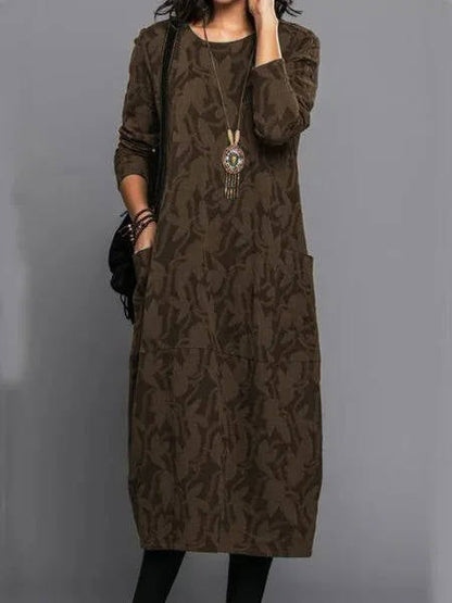Dress Cotton Long Sleeve Midi Casual Relaxed Fit Spring
