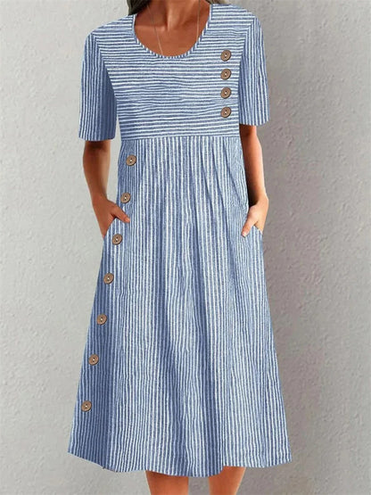 Archita – Elegantes Gestreiftes Midi Kleid