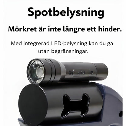 Dubbelkoppel för hund | Utdragbart hundkoppel med LED-lampa | Norrkoppel