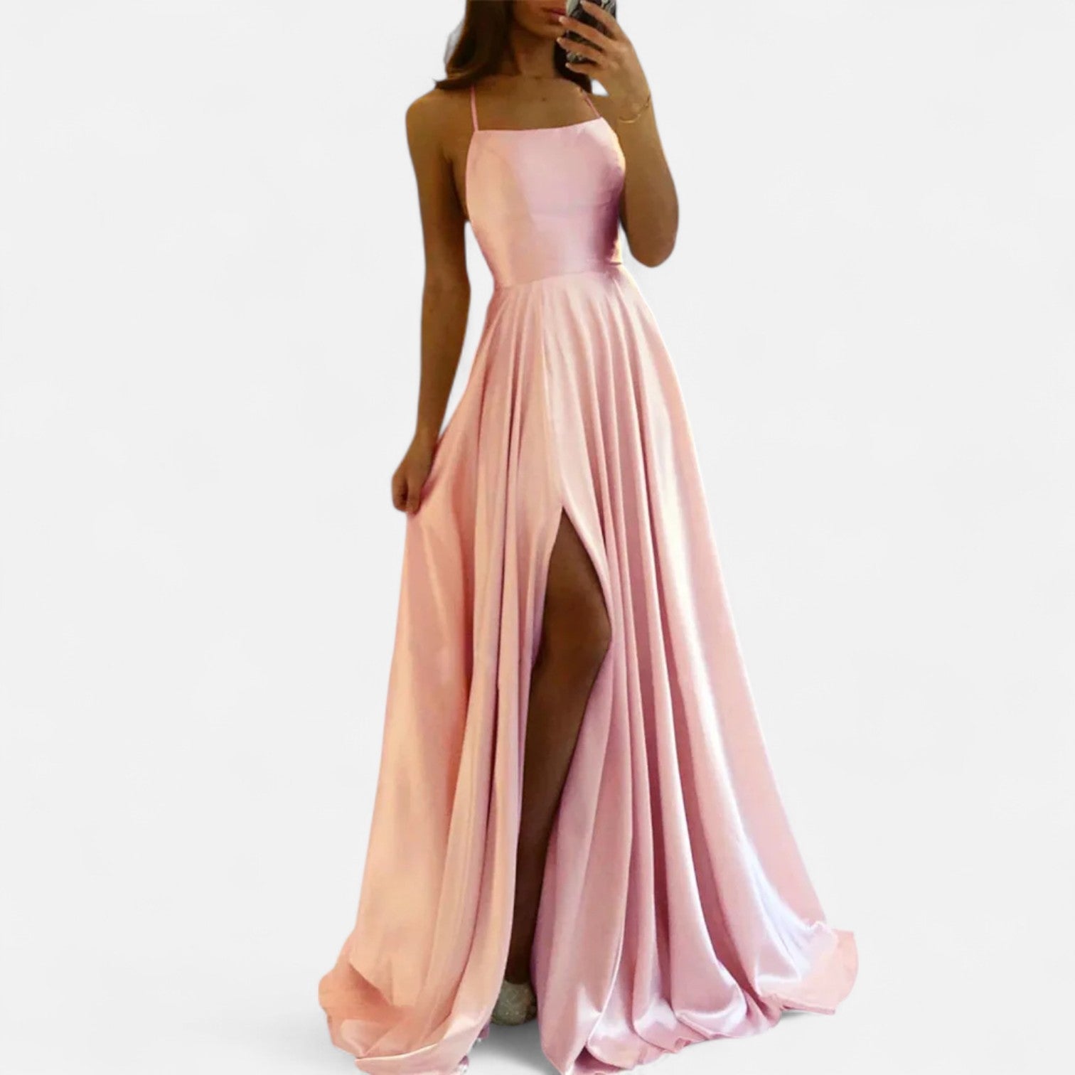 Gabrielle | Women modern Fit Satin slit Maxi dress
