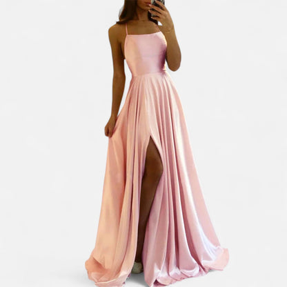Gabrielle | Women modern Fit Satin slit Maxi dress