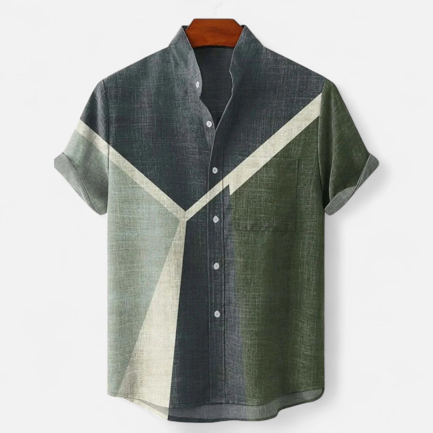 Chemise Homme en Lin à Motif Artistique – Manches Courtes, Style Décontracté et Haut de Gamme