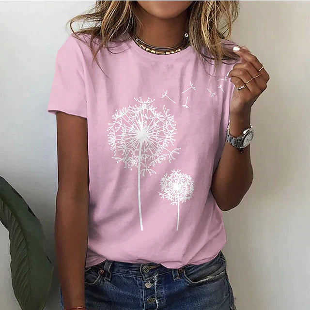 Camilla - Zomers T-shirt met ronde hals en korte mouwen dames