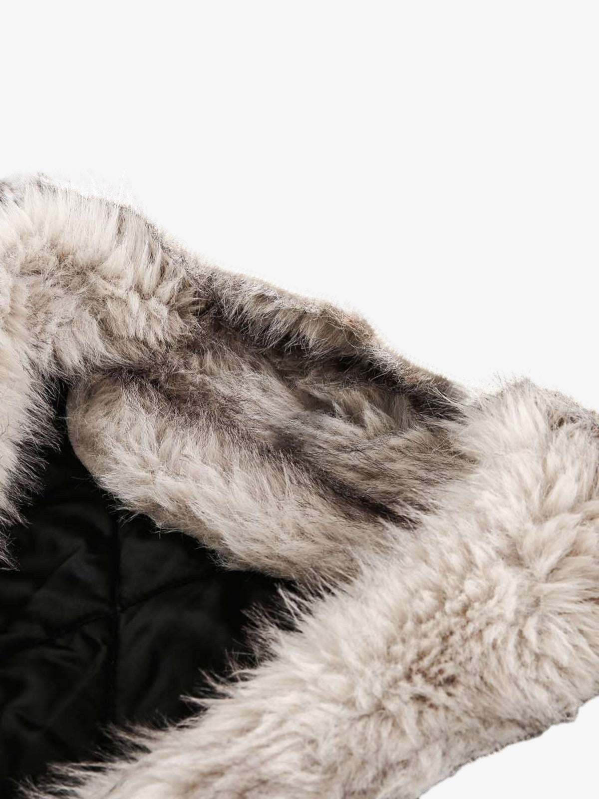 Washed Cotton Fur Hooded Jacket