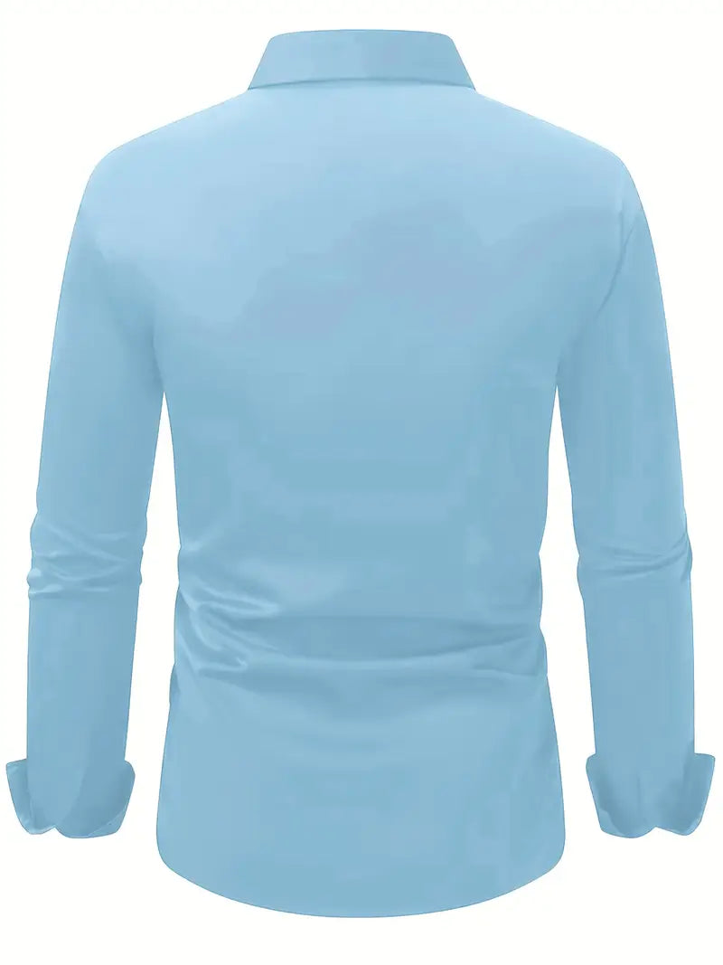 Men’s Breathable Long Sleeve Shirt Smart Casual Comfortable Easy Care Everyday Formal Wear