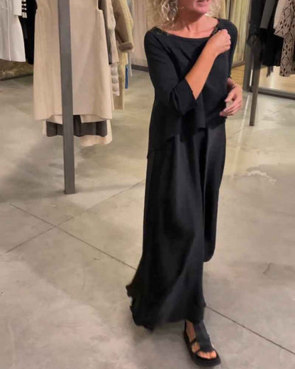 Kleid-Set mit Träger-Plateau und einfarbigem Top