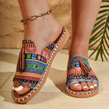 Boho-Quasten-Sandalen für Damen