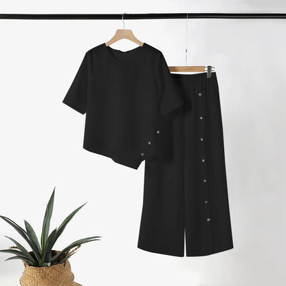Haphela | Zweiteiliges Set mit asymmetrischem Top und weiter Hose