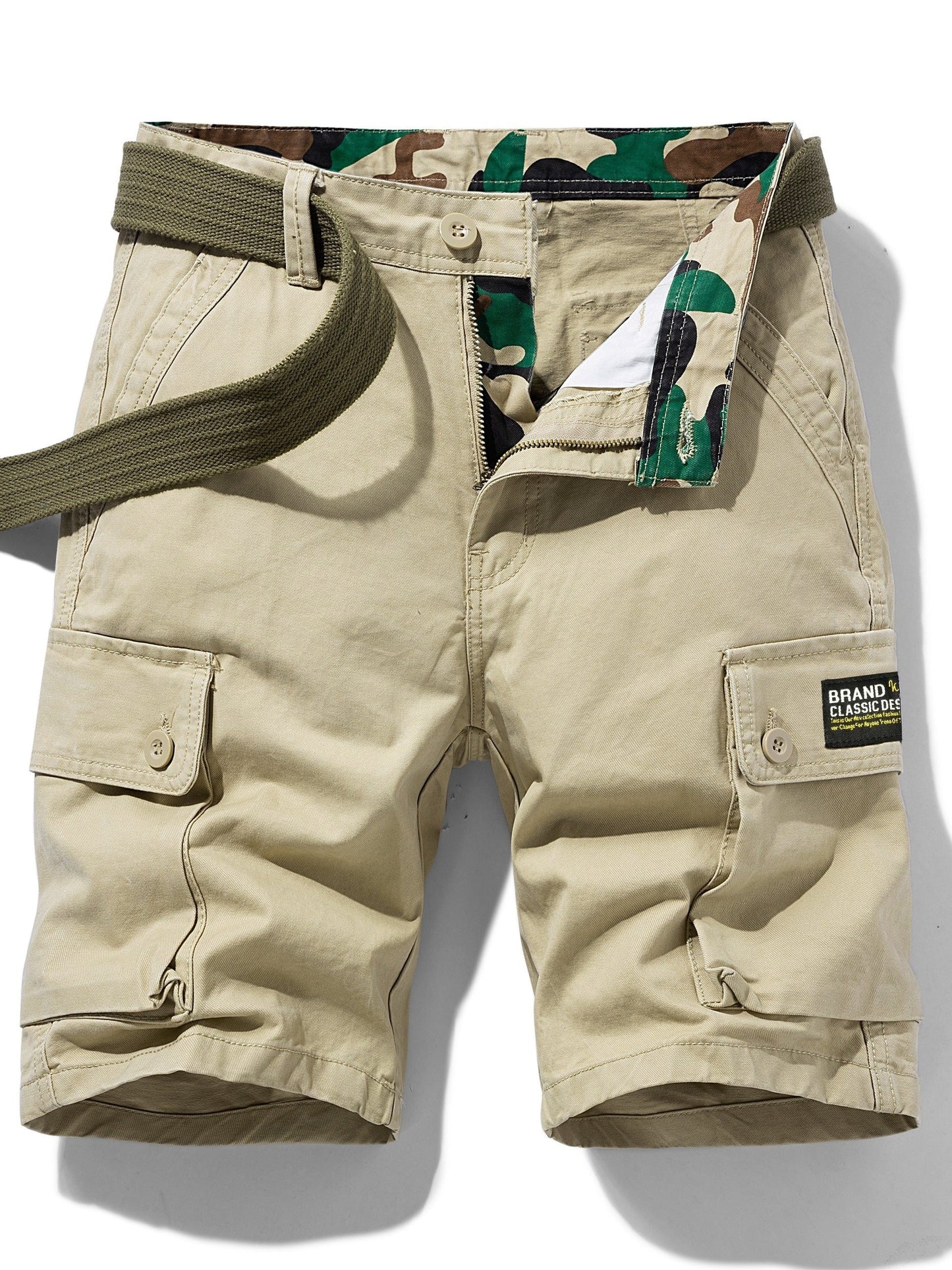 Men's Casual Cargo Shorts with Belt and Pockets