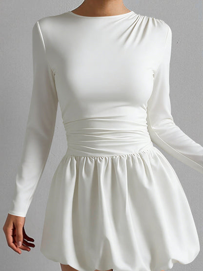 Long Sleeve Mini Dress – Elegant Fitted Waist Dress