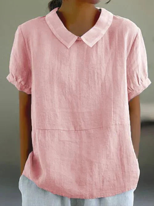 Women's Peter Pan Collar Short Sleeve Casual Top