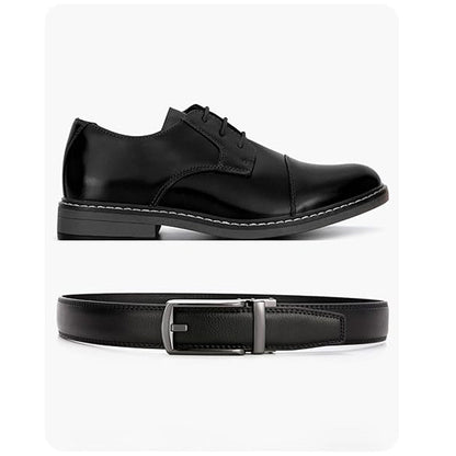 Cintura a cricchetto in pelle da uomo con chiusura a scatto – Stile casual e formale regolabile