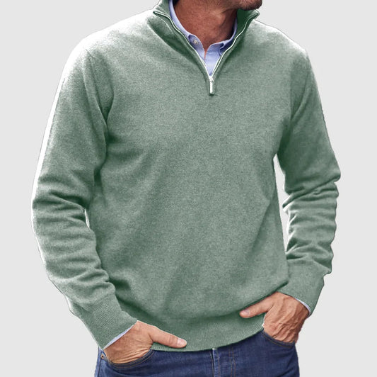 Herren-Pullover mit halbem Reißverschluss – Bequemer klassischer Pullover