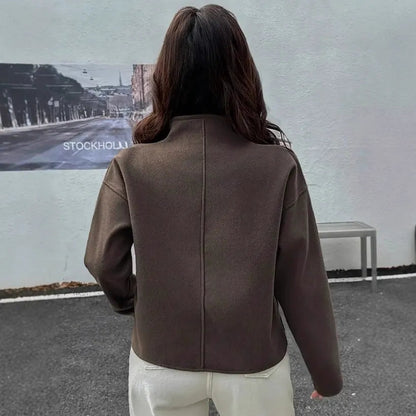 Casual short jacket with stand-up collar and zip closure