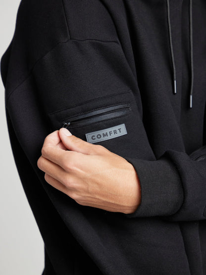 Cozy travel hoodie with airplane mode graphic