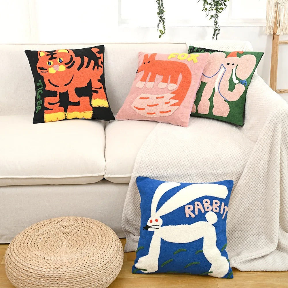 MEELANO Nordisk Pudeovertræk Med Dyremotiver 45x45 Cm Til Sofa Polyester Bomuld