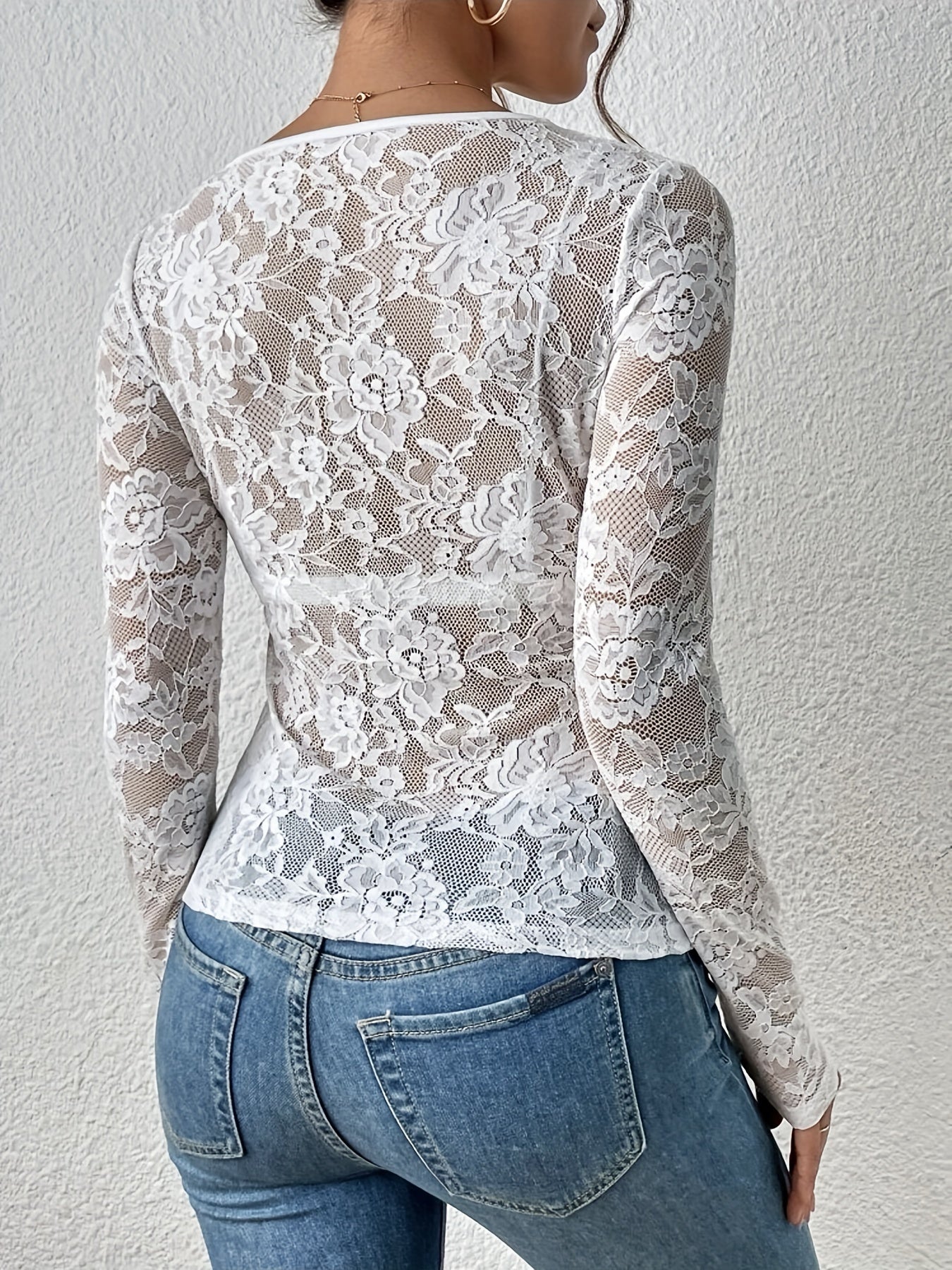 Spitzenshirt Damen | Langarm
