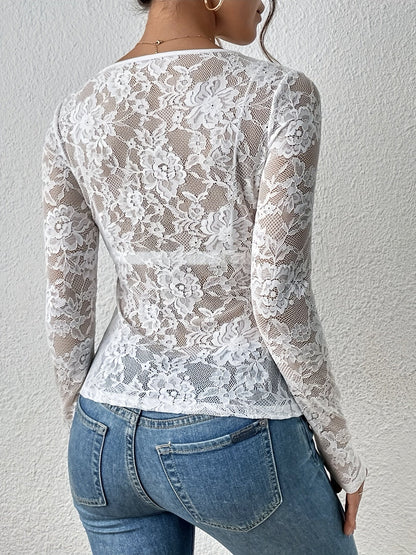 Spitzenshirt Damen | Langarm