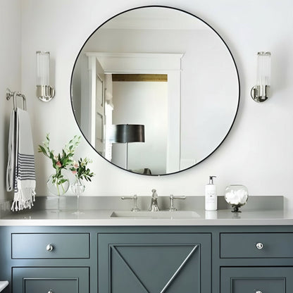 Freyza - Fluted Glass Wall Sconce | Cylinder Gold Chrome E14 30-45cm / 12-18in - Modern Vanity Light