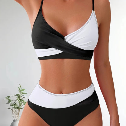 Comfortabele Patchwork Bikini Set voor Dames met Stretch Pasvorm