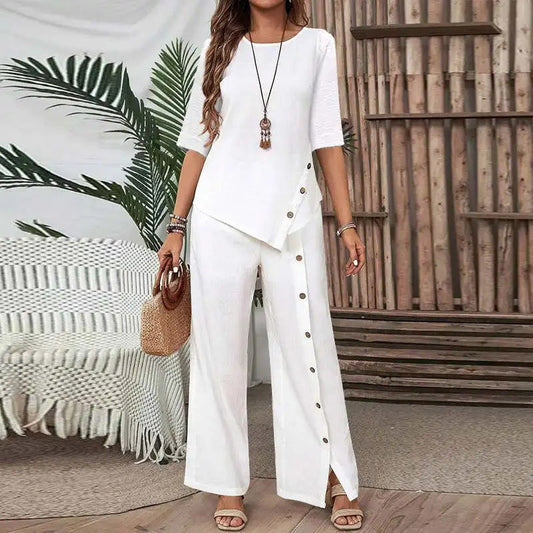 Haphela | Zweiteiliges Set mit asymmetrischem Top und weiter Hose