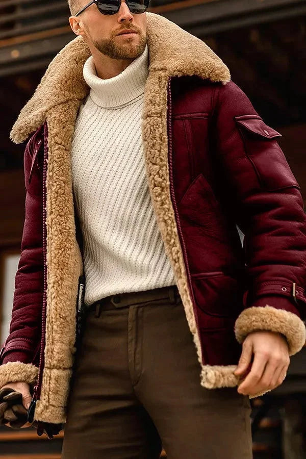 Stylish Camel leather jacket for men - Winter special