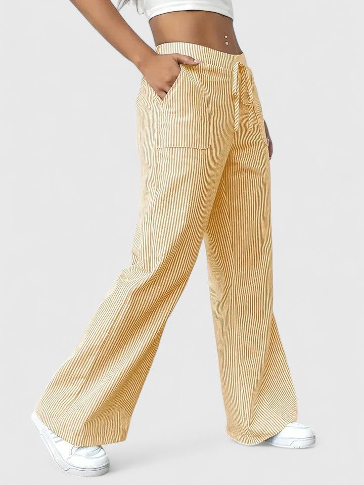 Rosie | Striped Drawstring Wide Leg Pants