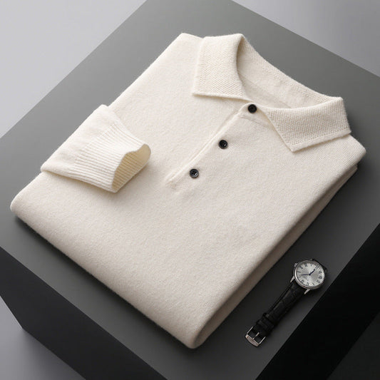 Lazare - Elegantes und Weiches Cashmere-Polo mit Langen Ärmeln für Herren