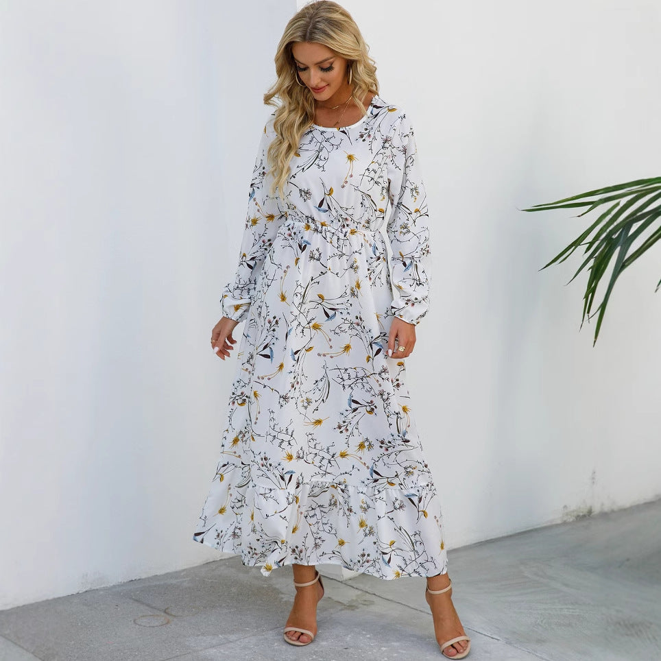Robe Fleurie Polyvalente en Mousseline pour Femme – Style Élégant à Col Rond