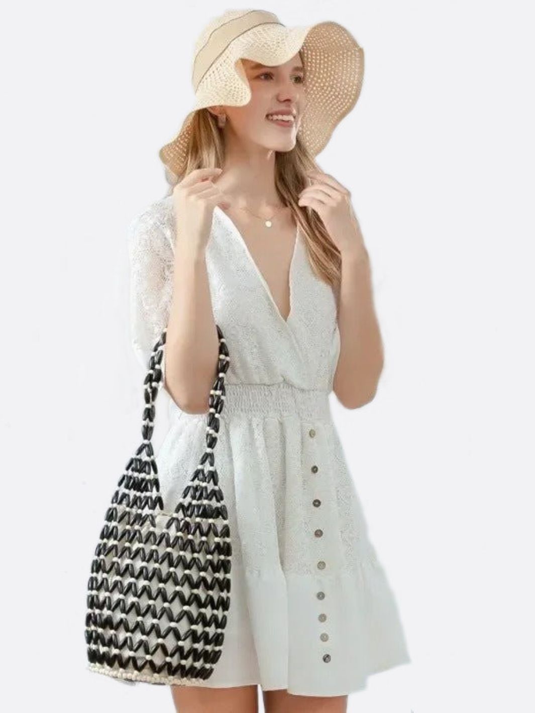 Boho Wooden Bead Crossbody Handbag