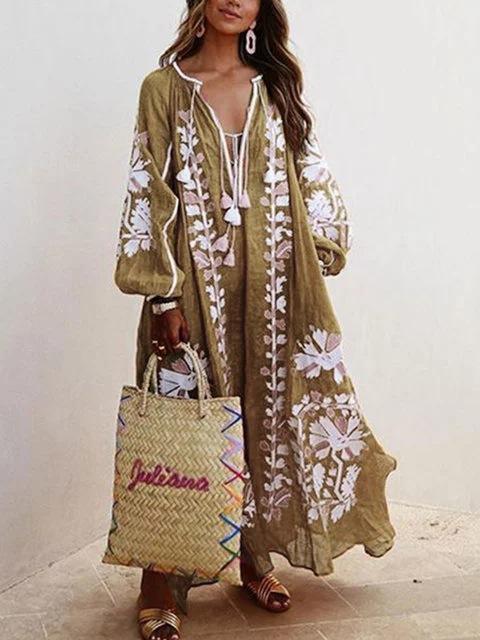 Oversized Boho Printed Maxi Dress for a Comfortable and Trendy Style
