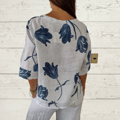 V-Ausschnitt Bedruckte Tunika-Bluse