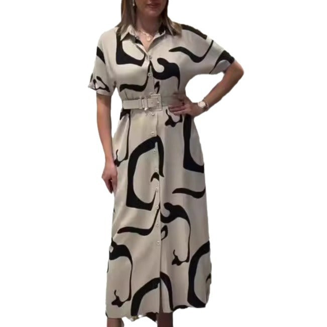 Jolira™ Vestido elegante de cintura ajustada con estampado irregular