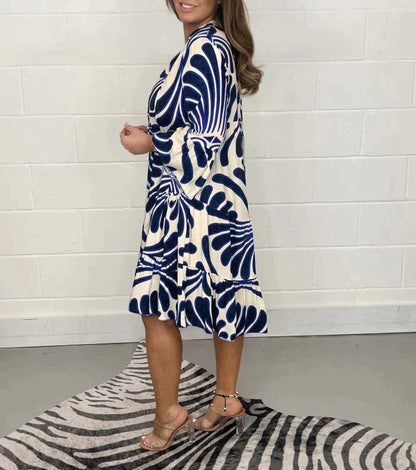 Grazielle™ Casual Loose V-Neck Floral Print Dress