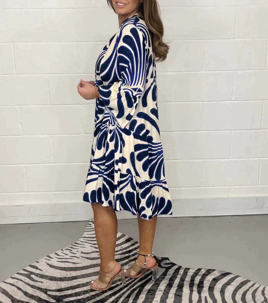 Grazielle™ Casual Loose V-Neck Floral Print Dress