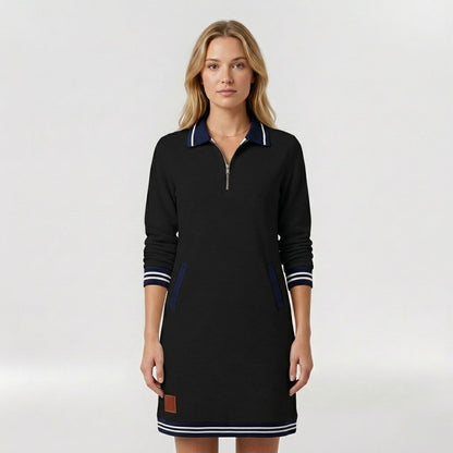 Abito Corto Casual da Donna con Zip e Colletto – Vestito Sportivo Elegante