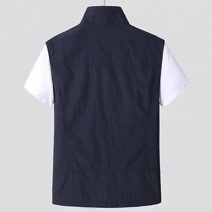 Men's Cardigan Short Sleeves and Multiple Pockets