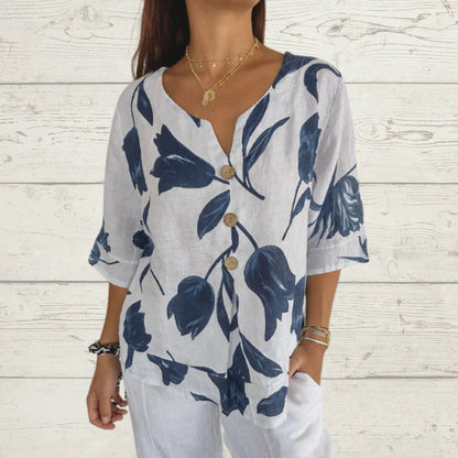 V-Ausschnitt Bedruckte Tunika-Bluse