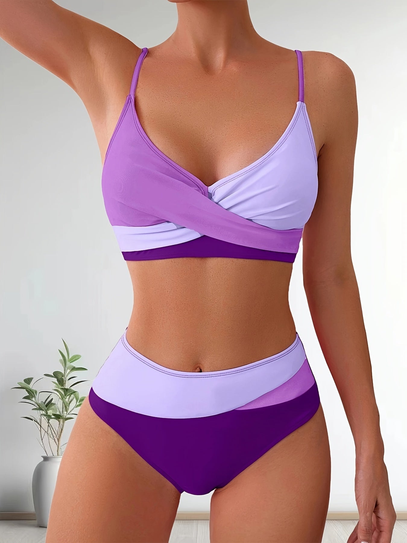 Comfortabele Patchwork Bikini Set voor Dames met Stretch Pasvorm