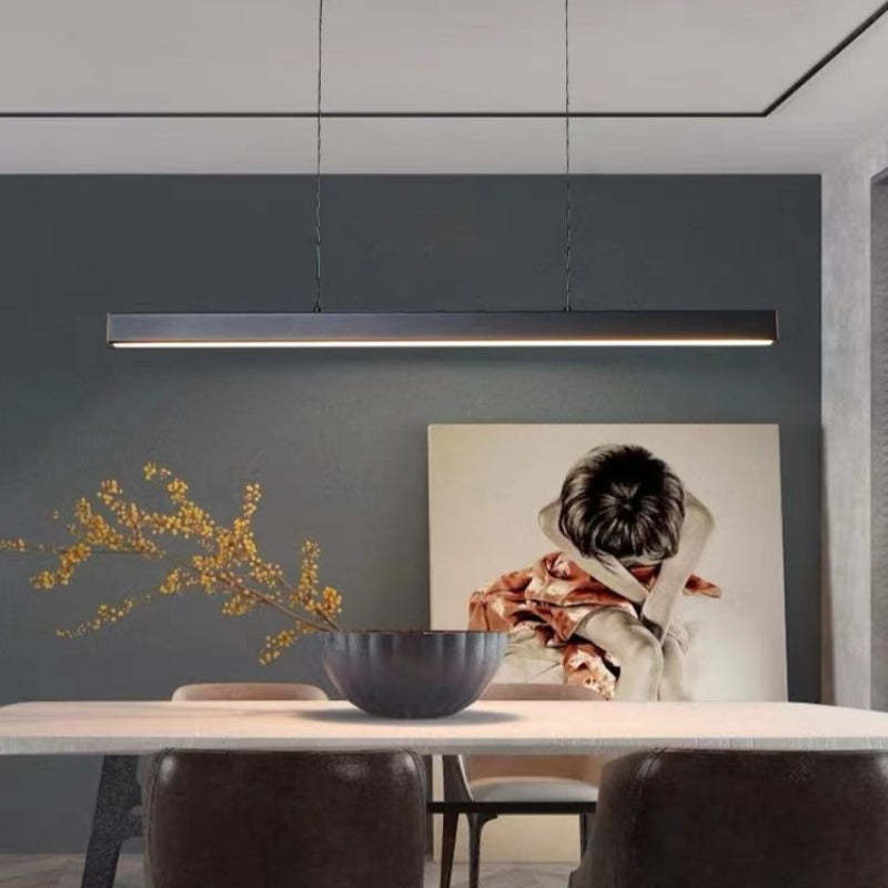 Hanglamp Rechthoekig LED Dimbaar Zwart Bruin Metaal Acryl Eettafel Woonkamer 80-150cm | Restfield