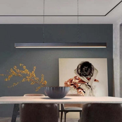 Hanglamp Rechthoekig LED Dimbaar Zwart Bruin Metaal Acryl Eettafel Woonkamer 80-150cm | Restfield