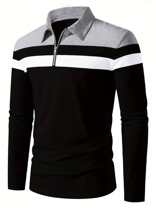 Harrison – Long-Sleeved Polo Shirt with Zipper | Men's Stylish Casual Polo Shirt