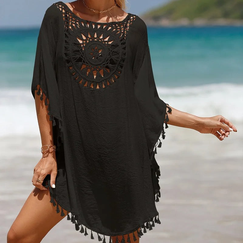 Boho-Strandkleid mit Häkelmuster