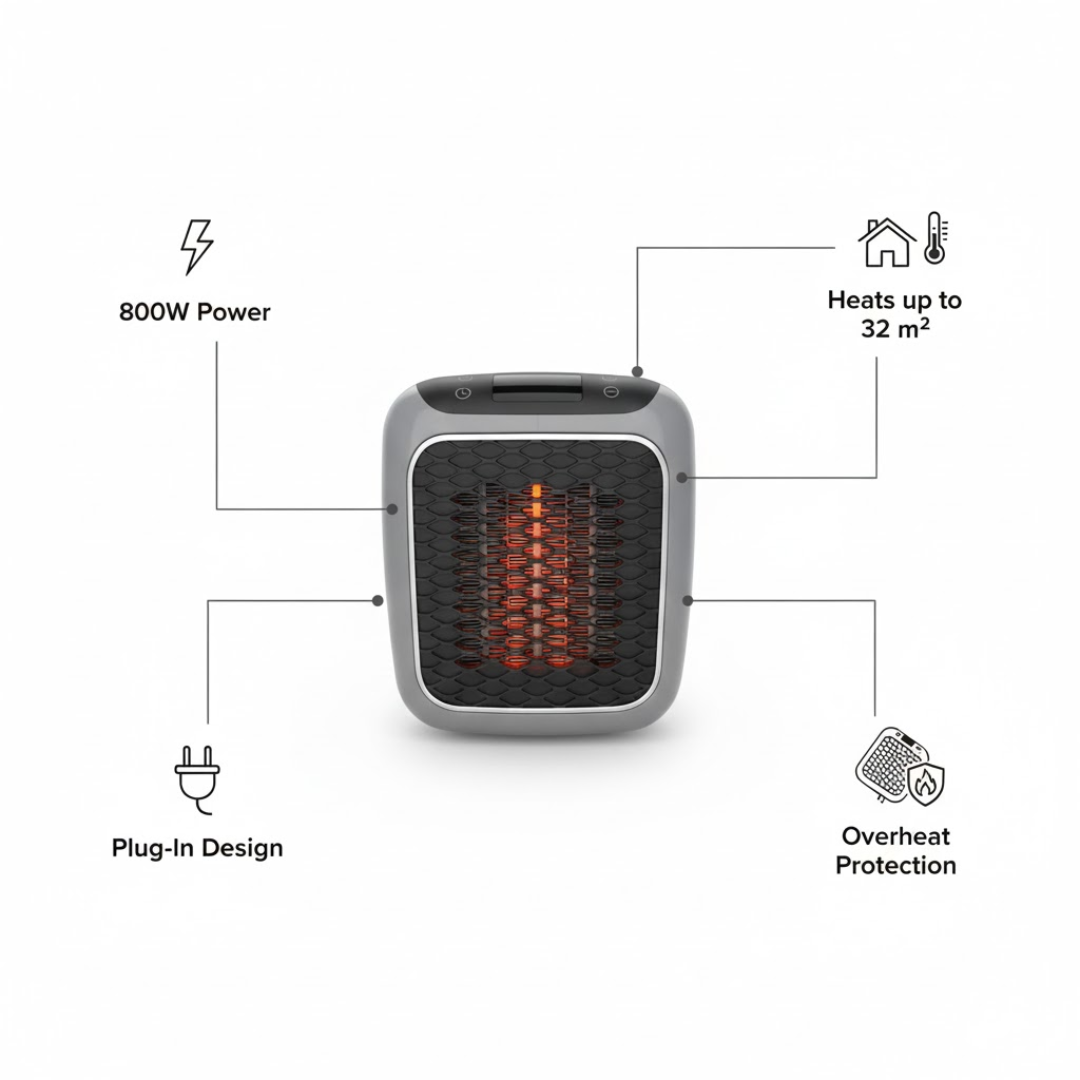 EcoHeat | Energiezuinige draagbare kachel met modern ontwerp