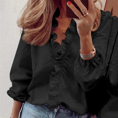 Edelgard | Damen Bluse Mit V Ausschnitt